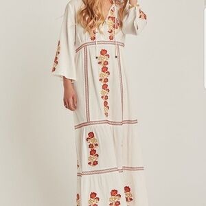 Arnhem Willow Floral Embroidered Maxi Dress Sz US 8 AU 12 NWT‎